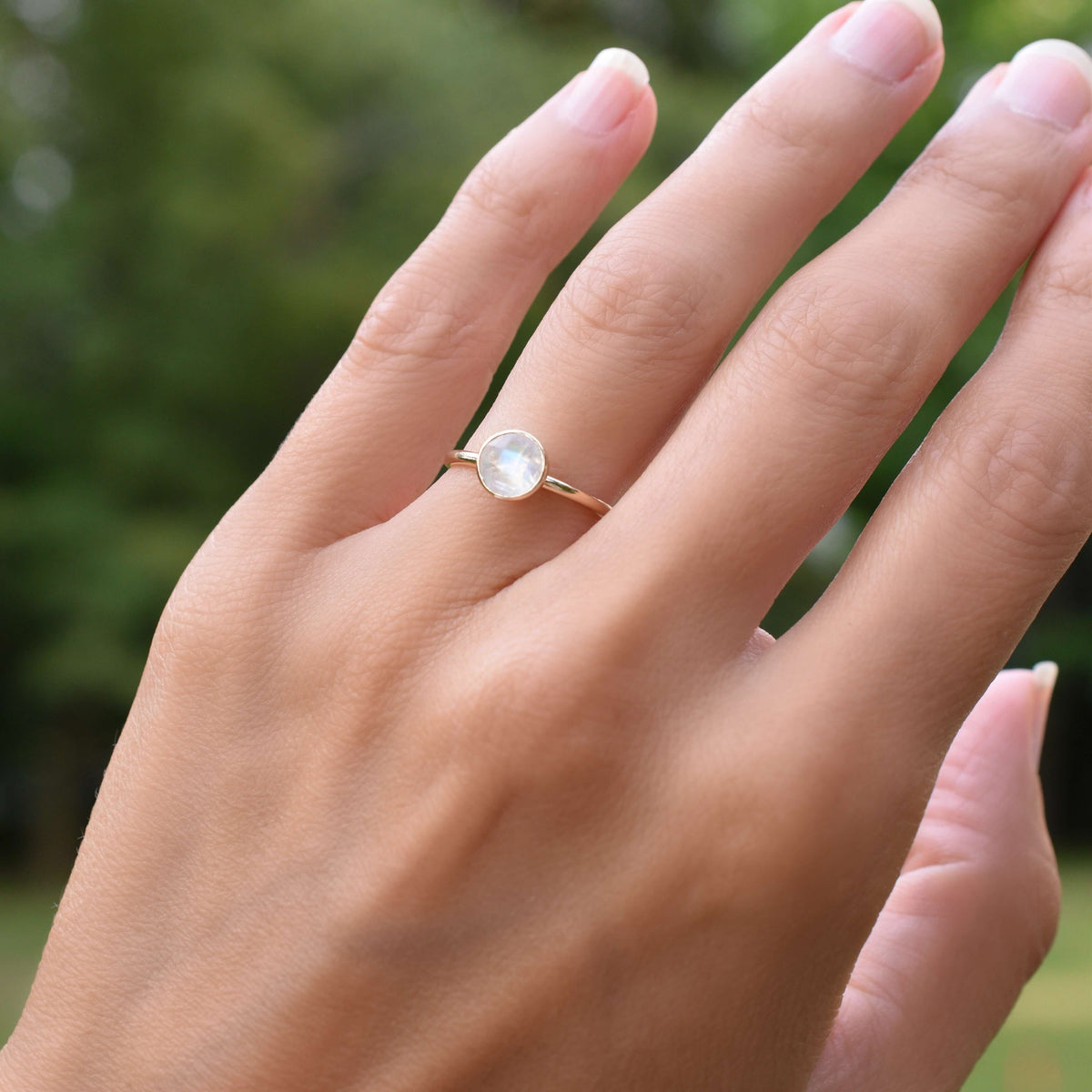 Grand Moonstone Ring in 14k Gold (June)