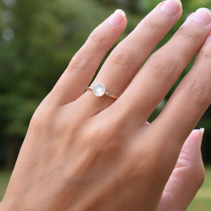 Grand Moonstone Ring in 14k Gold (June)
