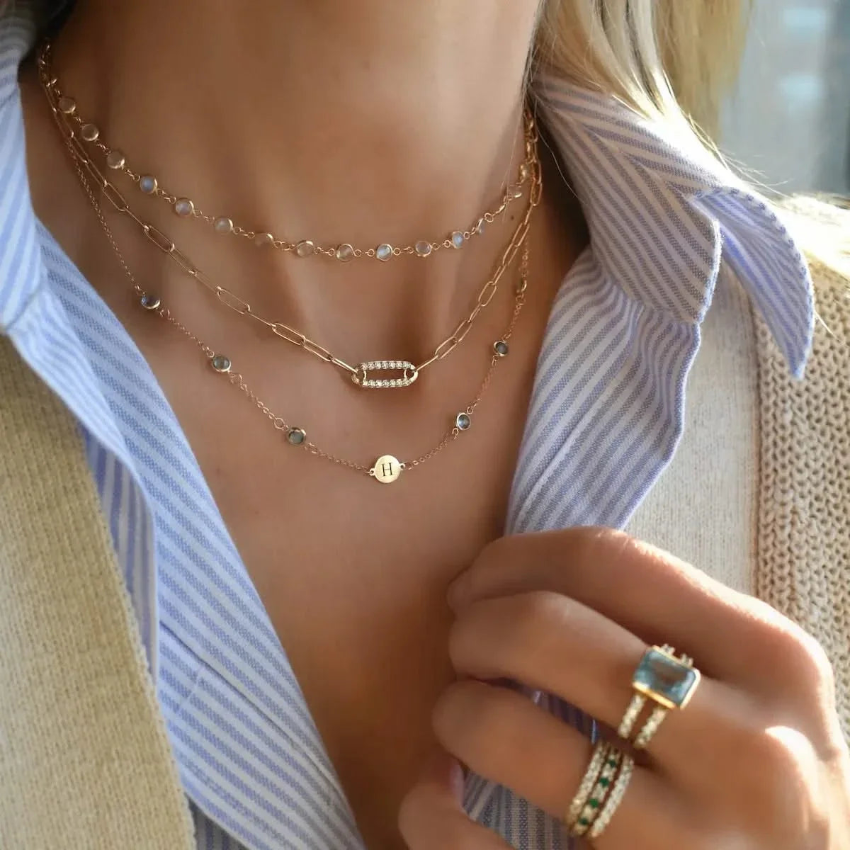 Newport Moonstone Necklace in 14k Gold (June)