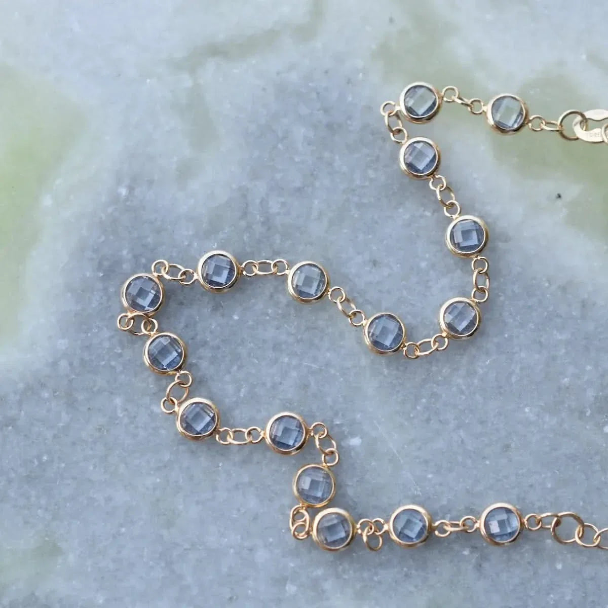 Newport Aquamarine Bracelet in 14k Gold (March)