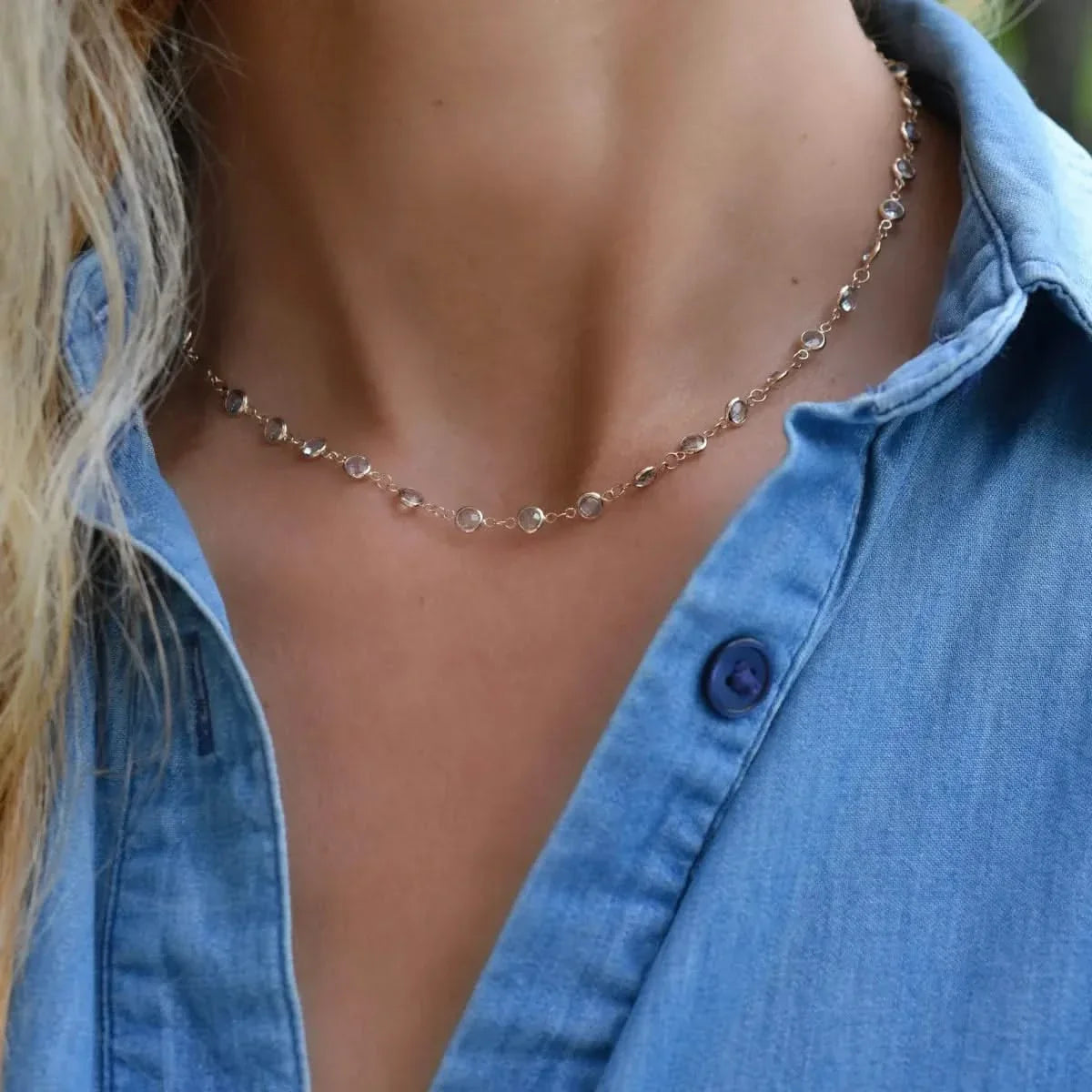 Newport Aquamarine Necklace in 14k Gold (March)