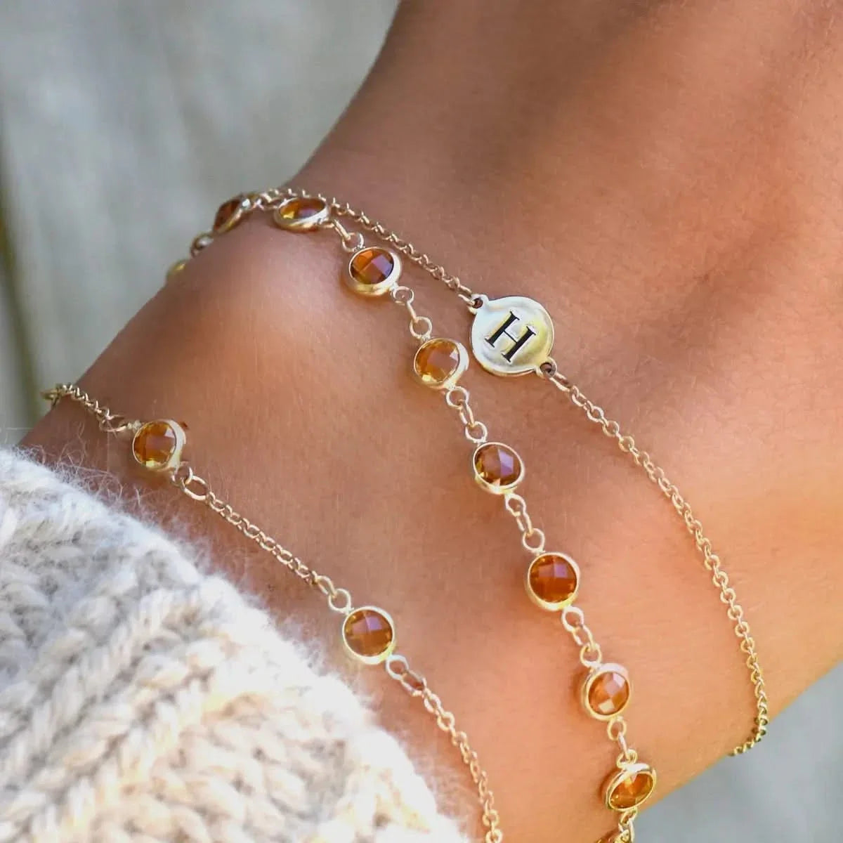 Newport Citrine Bracelet in 14k Gold (November)