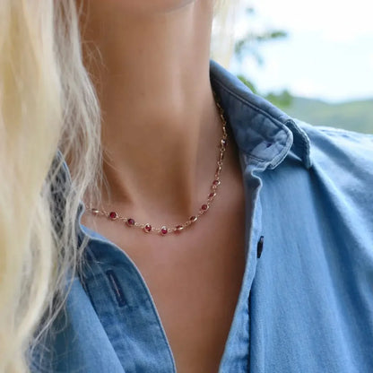 Newport Ruby Necklace in 14k Gold (July)