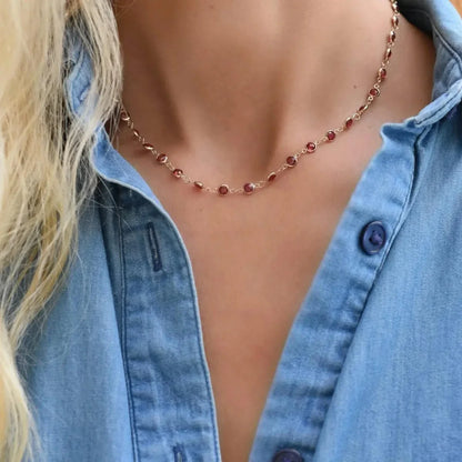Newport Garnet Necklace in 14k Gold (January)