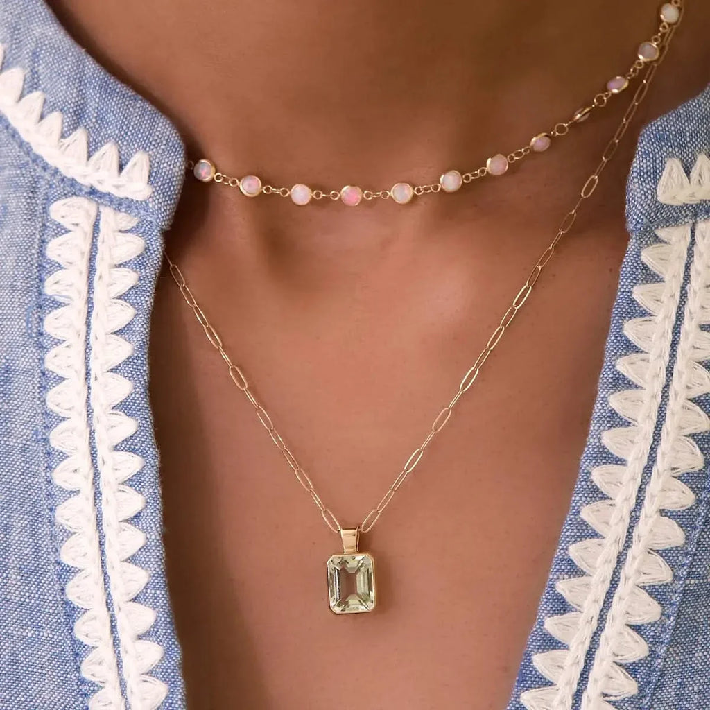 Newport Opal Necklace in 14k Gold (October)