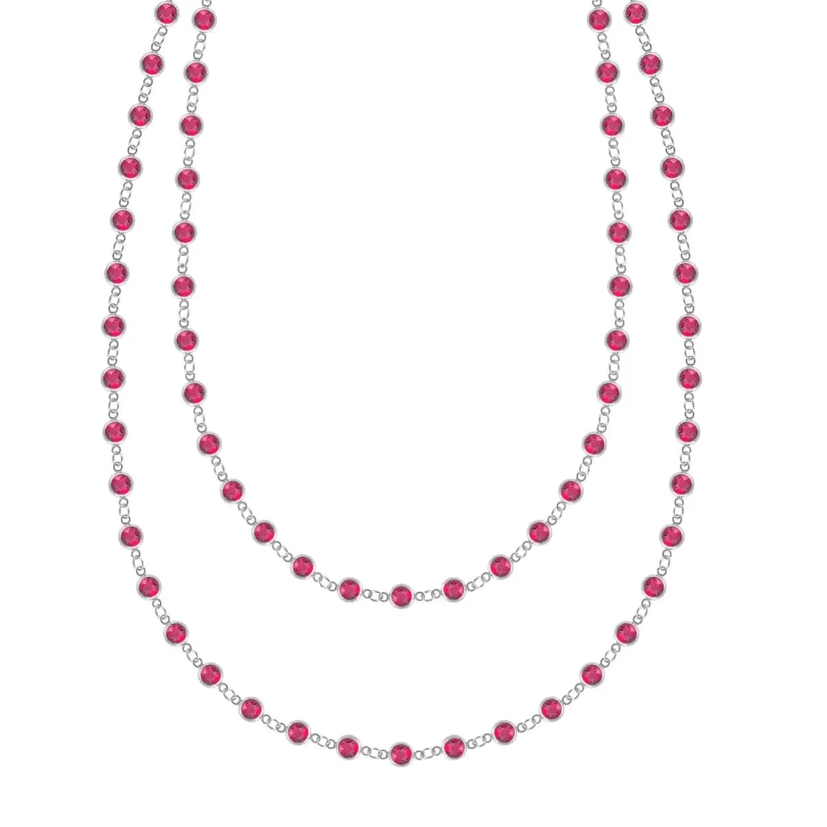 Newport Ruby Long Necklace in 14k Gold (July)