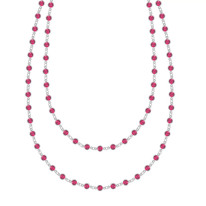 Newport Ruby Long Necklace in 14k Gold (July)