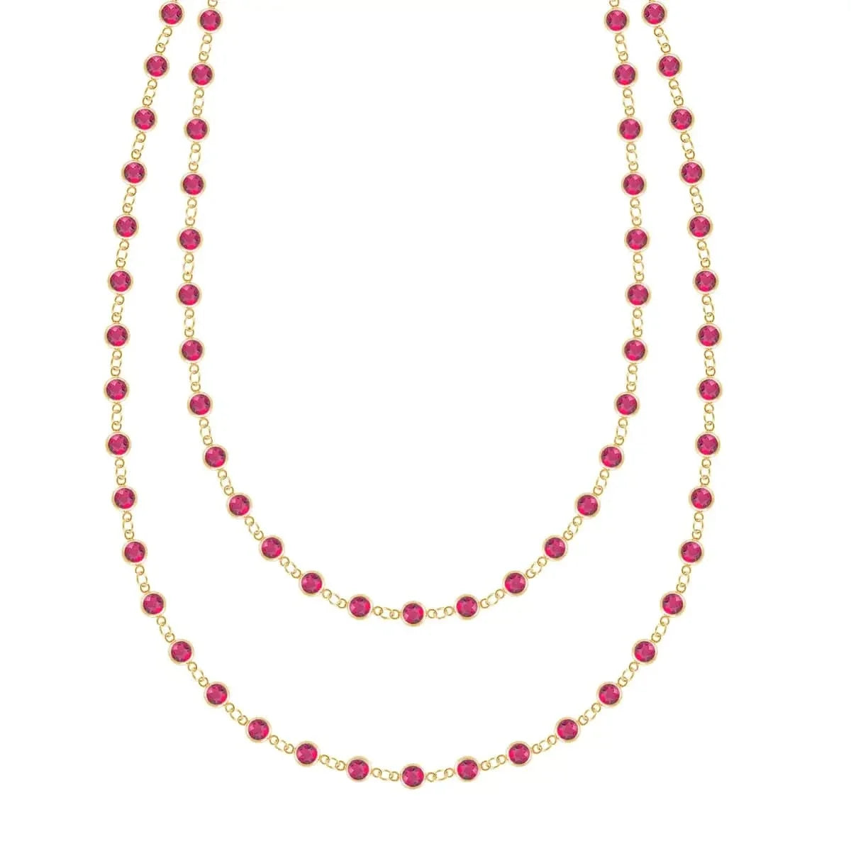 Newport Ruby Long Necklace in 14k Gold (July)