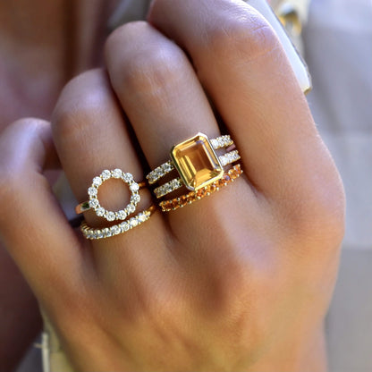 Warren Vertical Citrine Ring with Diamonds in 14k Gold (November)