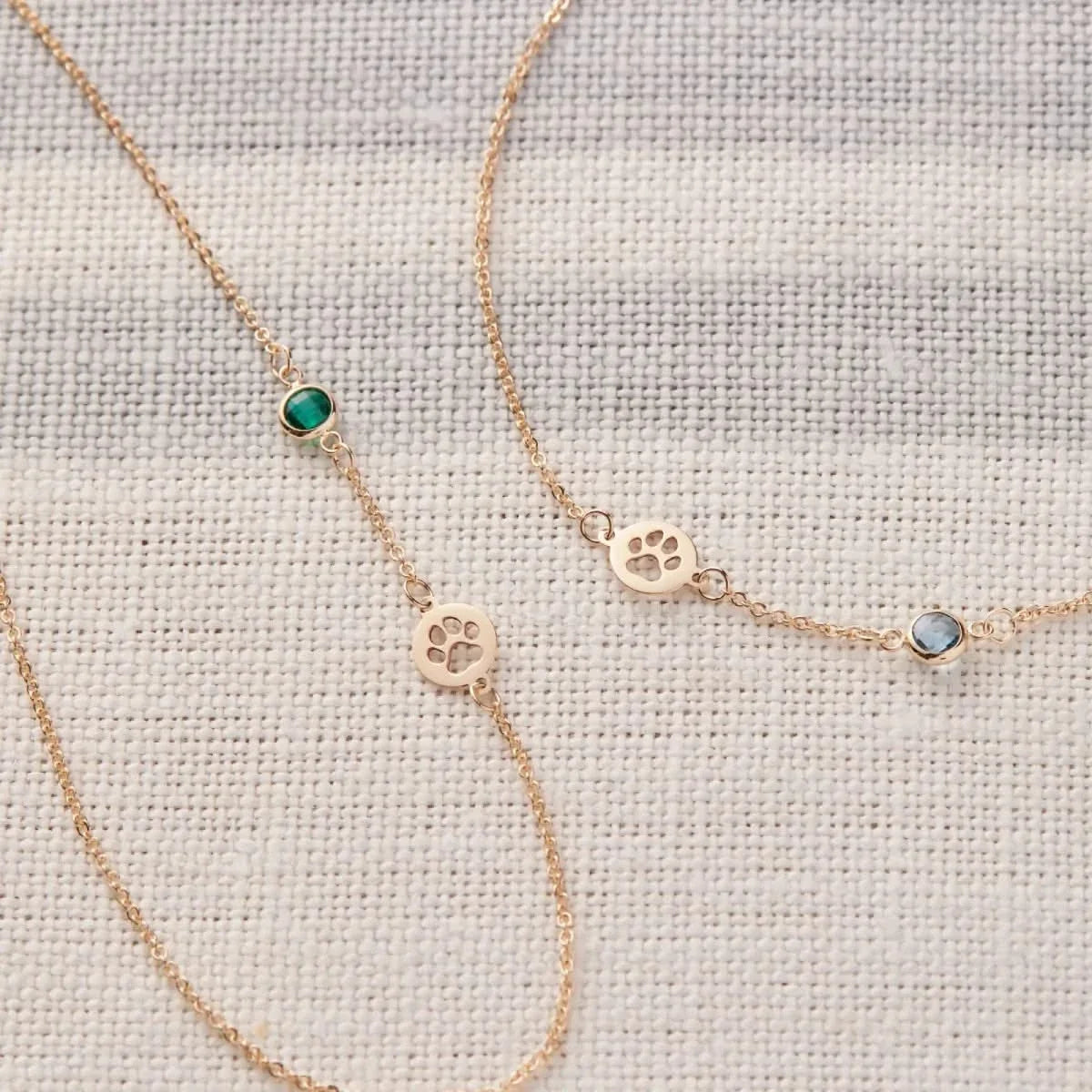 Paw & Petite Birthstone Bracelet in 14k Gold