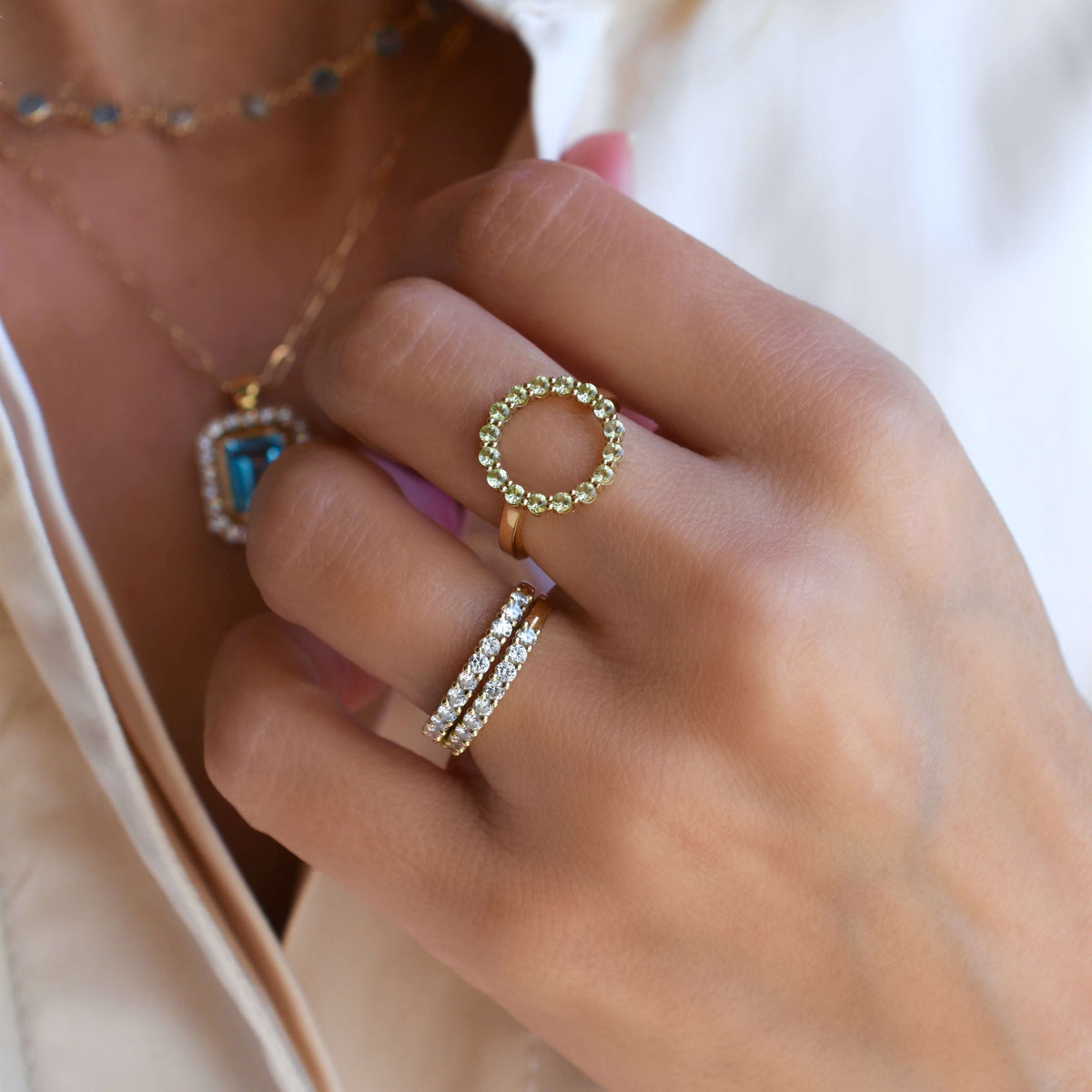 Rosecliff Circle Birthstone Ring in 14k Gold