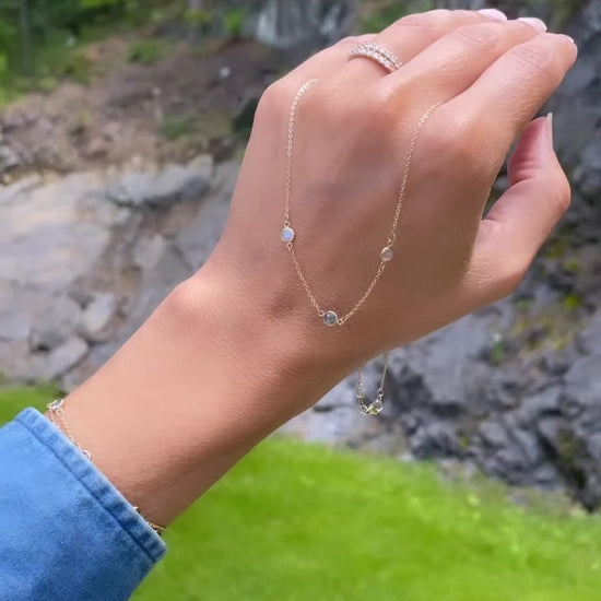 Petite 3 Birthstone Necklace in 14k Gold