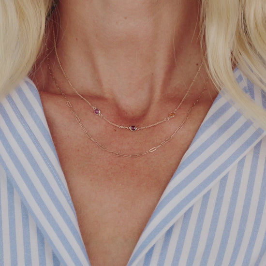 Petite 3 Birthstone Necklace in 14k Gold