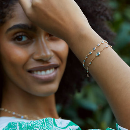 Bayberry Grand & Petite 7 Birthstone Bracelet in 14k Gold