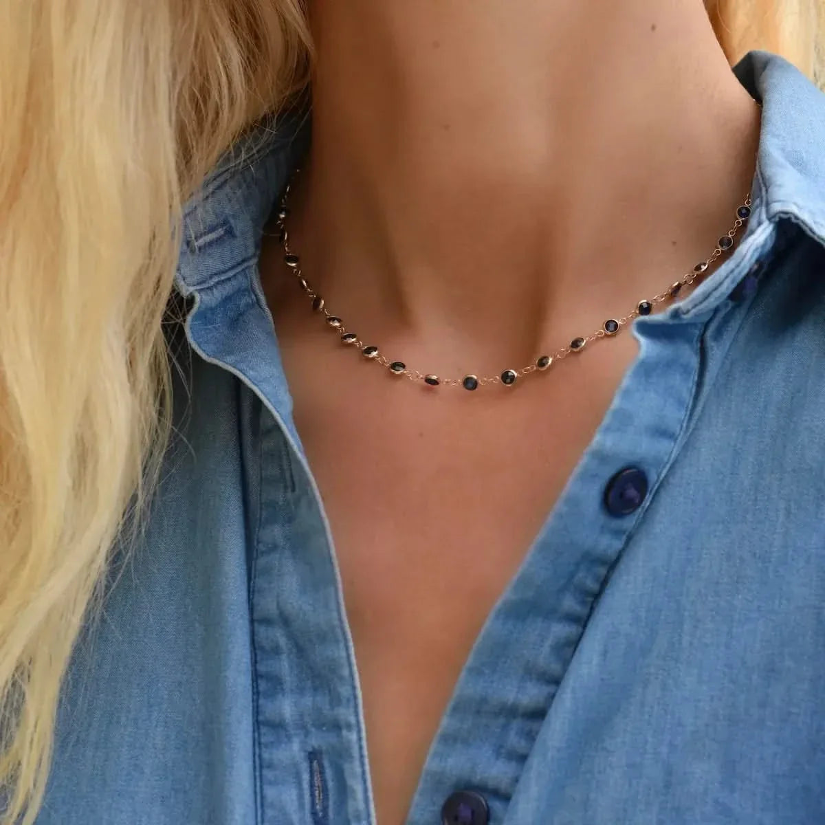 Newport Sapphire Necklace in 14k Gold (September)