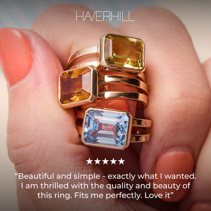 Warren Horizontal Aquamarine Ring in 14k Gold (March)