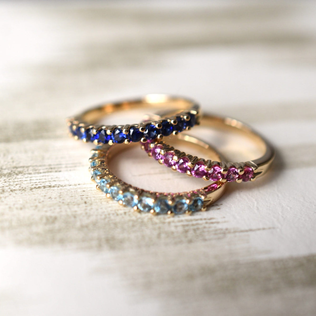 Rosecliff Pink Sapphire Stackable Ring in 14k Gold (October)