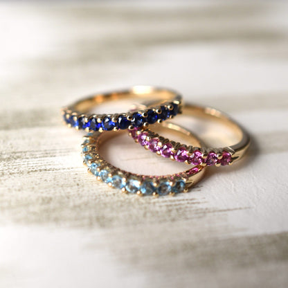 Rosecliff Pink Sapphire Stackable Ring in 14k Gold (October)