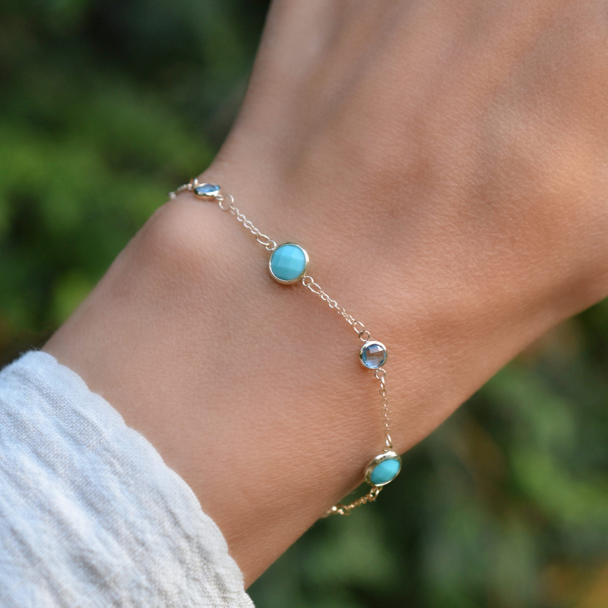 Bayberry Grand & Petite 7 Birthstone Bracelet in 14k Gold