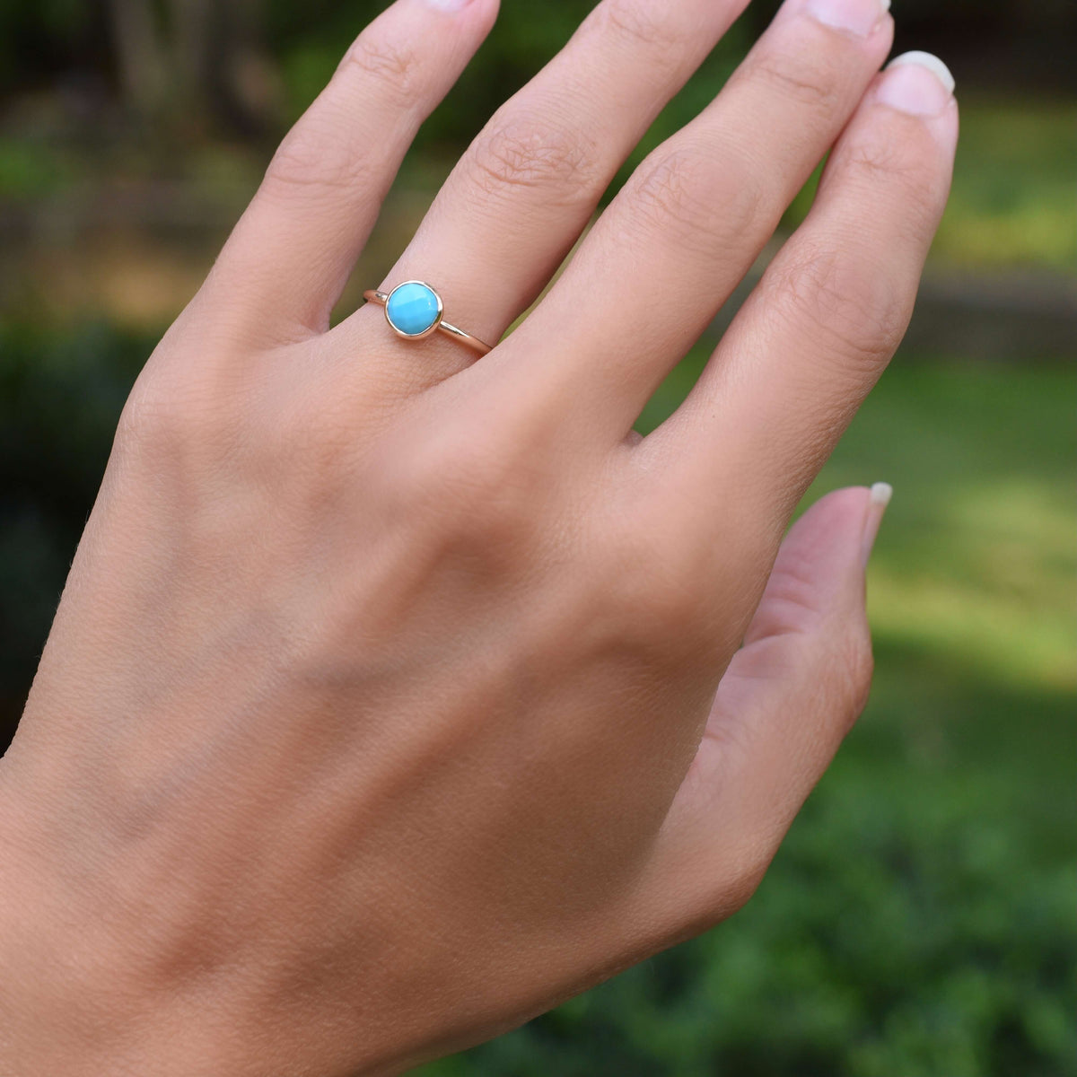 Grand Turquoise Ring in 14k Gold (December)