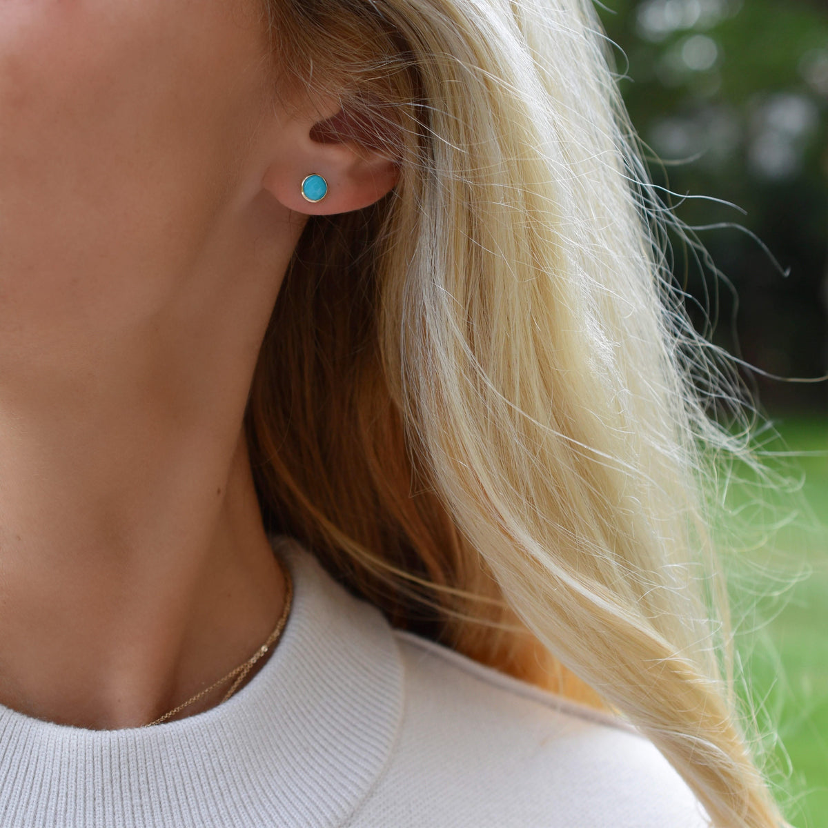 Grand 1 Turquoise Necklace and Earrings Set in 14k Gold (December)