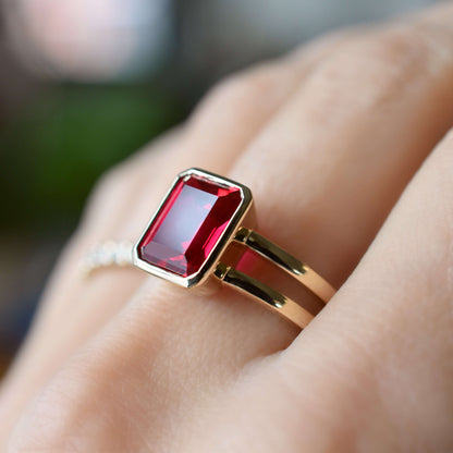 Warren Vertical Ruby Ring in 14k Gold (July)