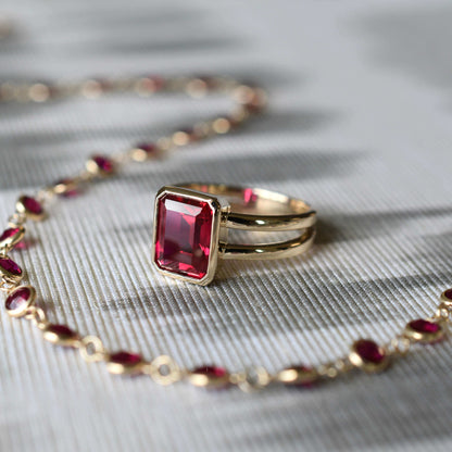 Warren Vertical Ruby Ring in 14k Gold (July)