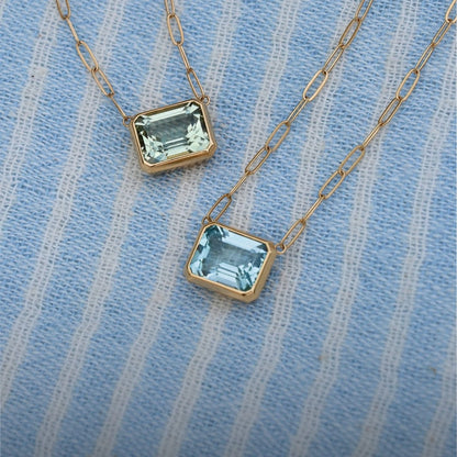 Warren Green Amethyst Necklace on Adelaide Mini Chain in 14k Gold (February)