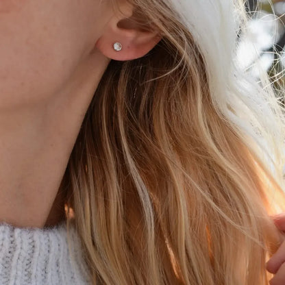 Petite White Topaz Stud Earrings in 14k Gold (April)