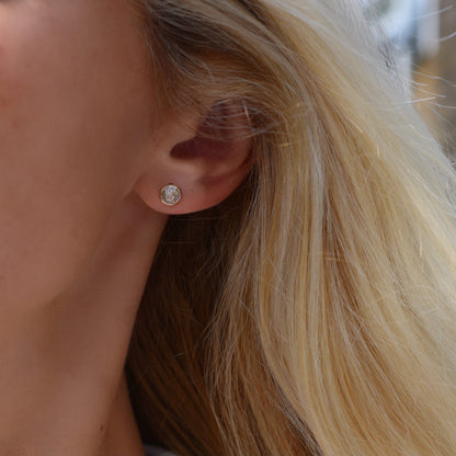 Grand 1 White Topaz Necklace and Earrings Set in 14k Gold (April)