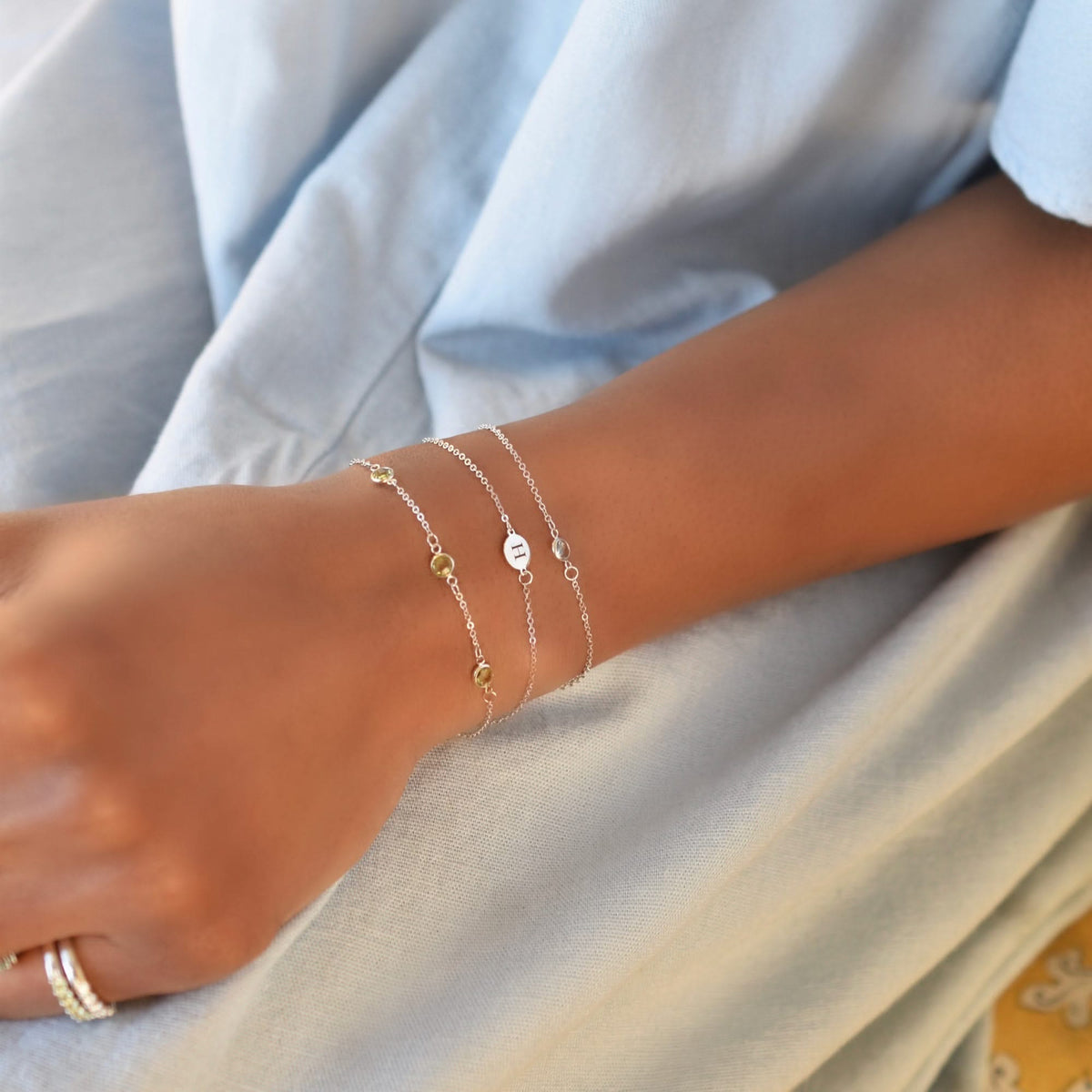 Petite 3 Birthstone Bracelet in 14k Gold